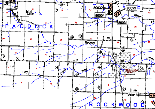 Paddock and Rockwood Townships and Sebeka city